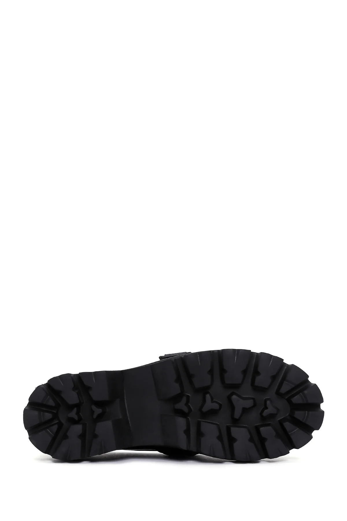 Kadın Siyah Deri Kalın Tabanlı Rugan Casual Loafer - Image 4