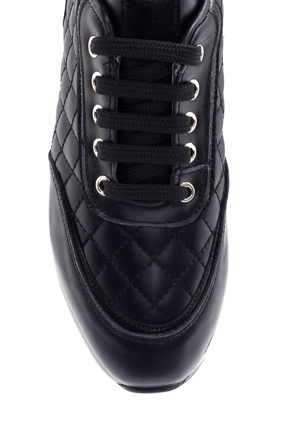 Kadın Siyah Deri Kalın Tabanlı Sneaker - Image 6