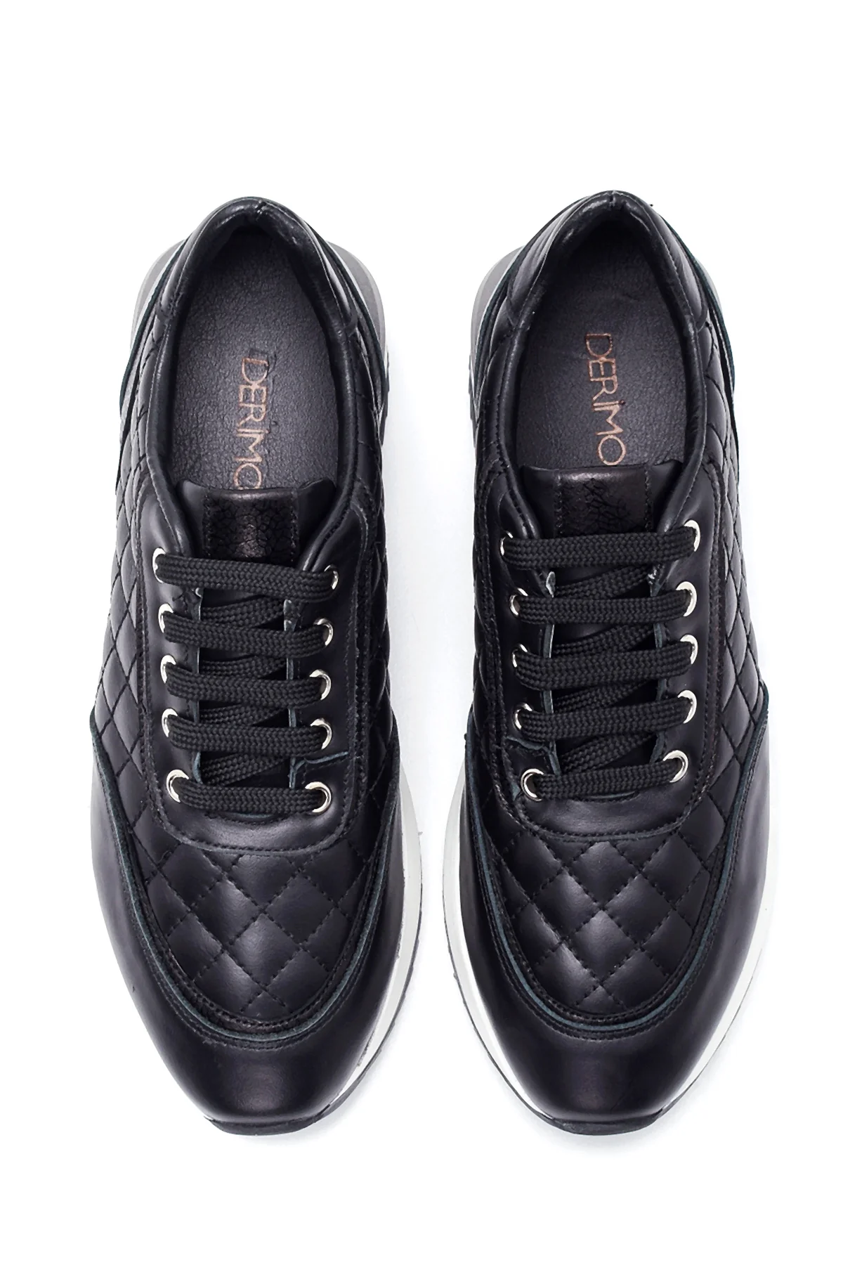 Kadın Siyah Deri Kalın Tabanlı Sneaker - Image 7