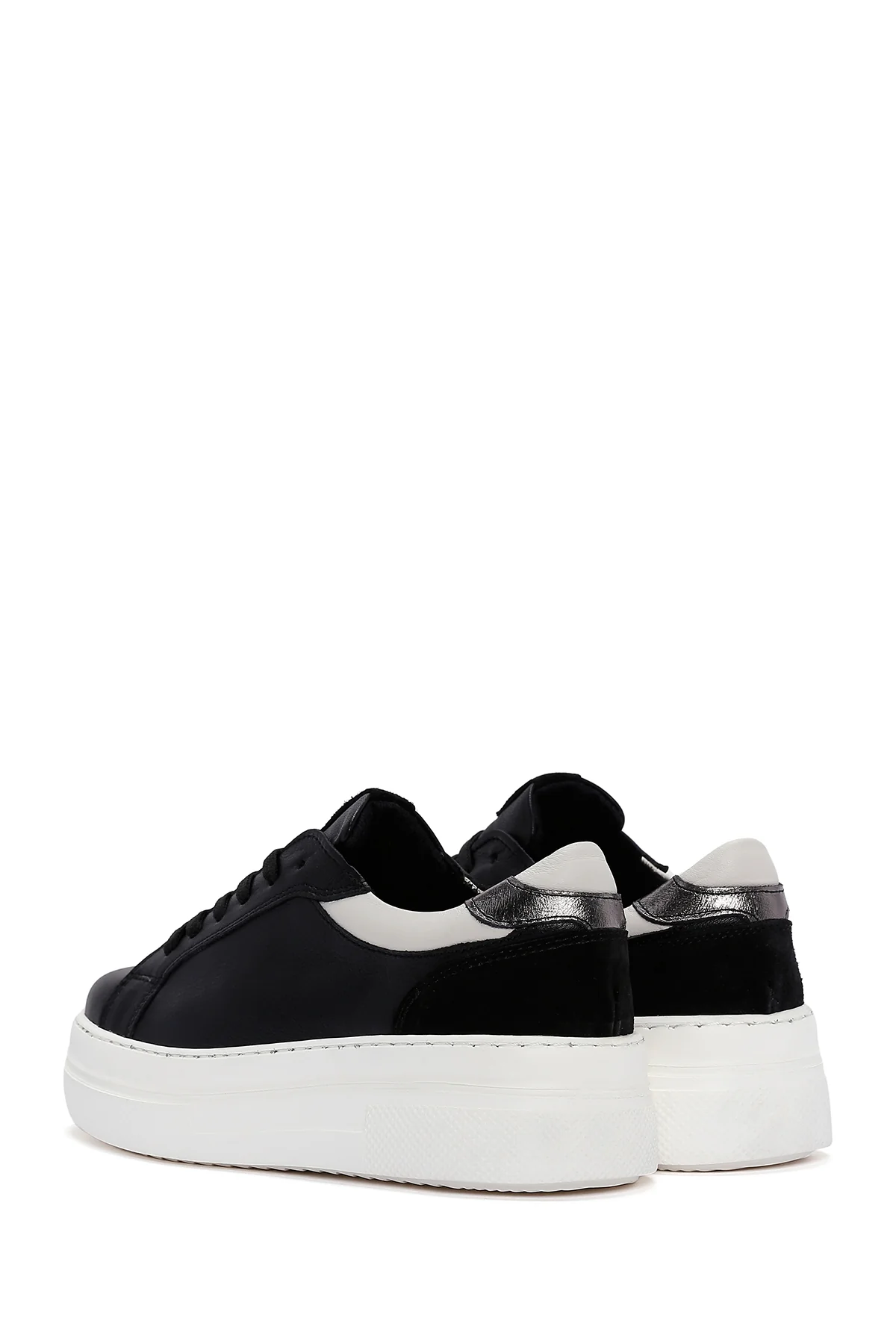 Kadın Siyah Deri Kalın Tabanlı Sneaker - Image 5