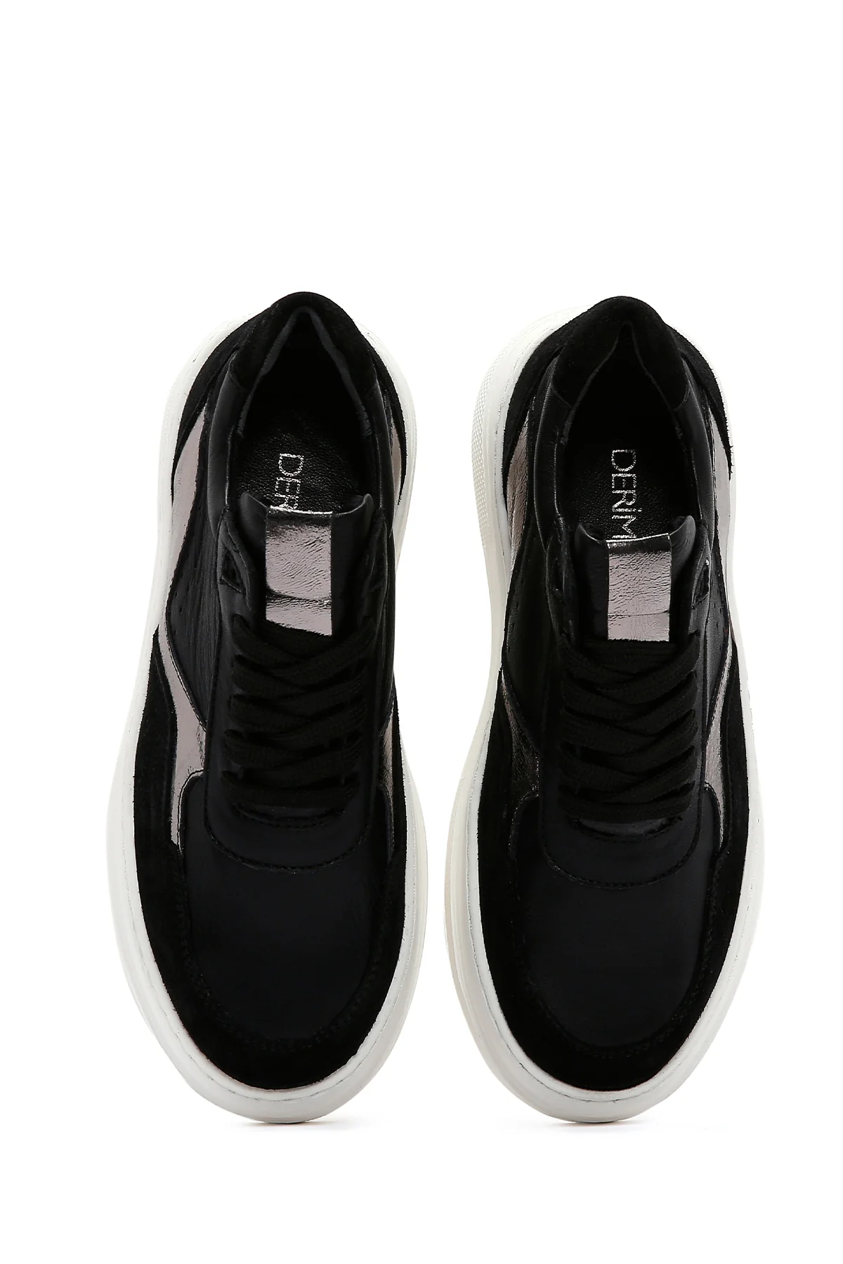 Kadın Siyah Deri Kalın Tabanlı Sneaker - Image 6