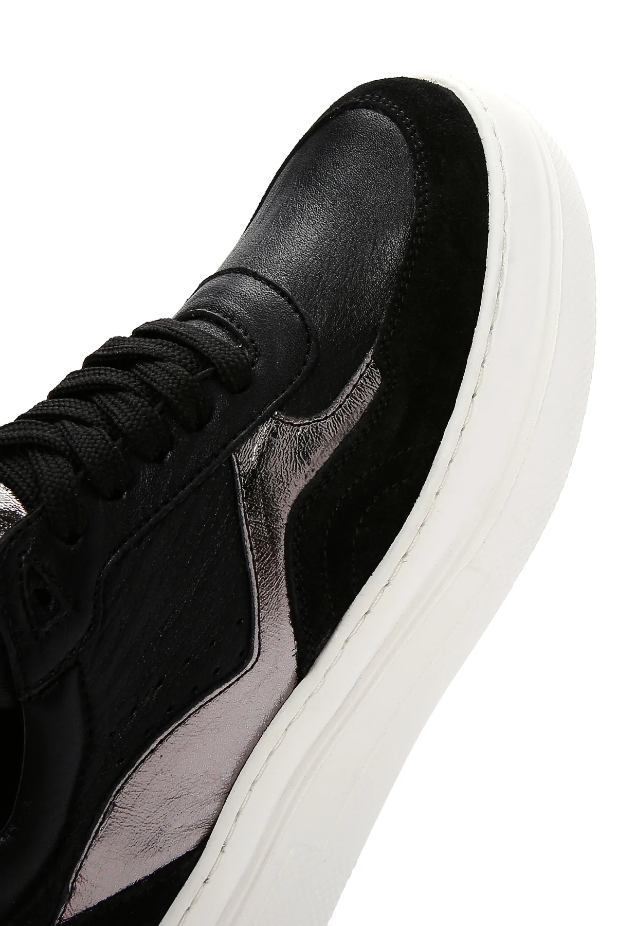 Kadın Siyah Deri Kalın Tabanlı Sneaker - Image 7