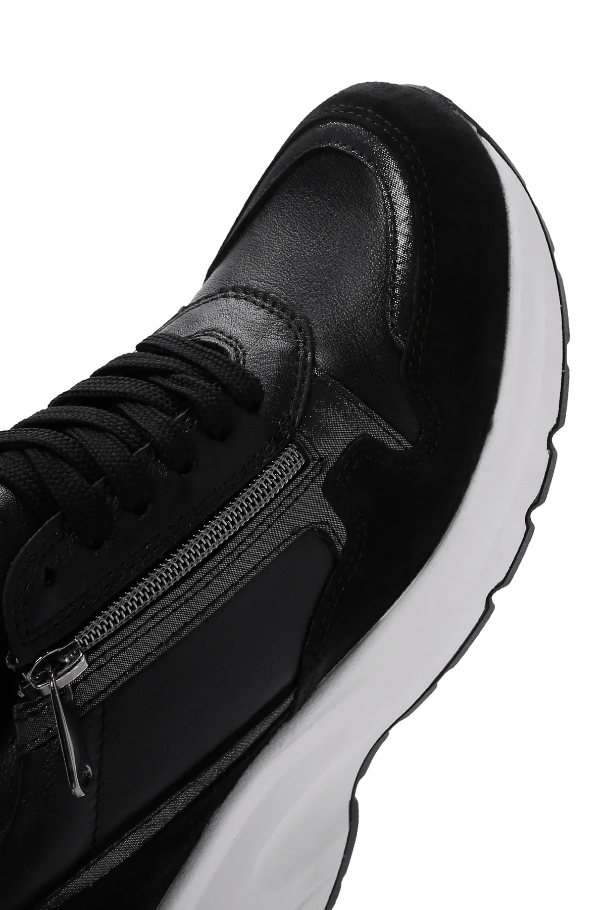 Kadın Siyah Deri Kalın Tabanlı Sneaker - Image 9