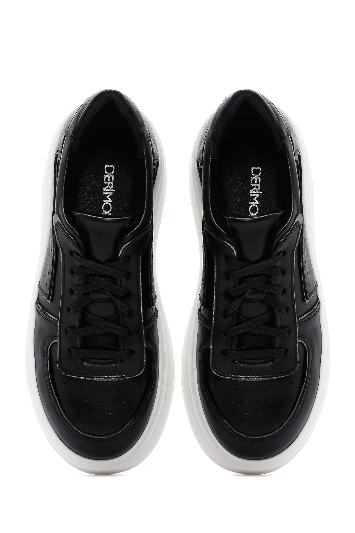 Kadın Siyah Deri Kalın Tabanlı Sneaker - Image 6