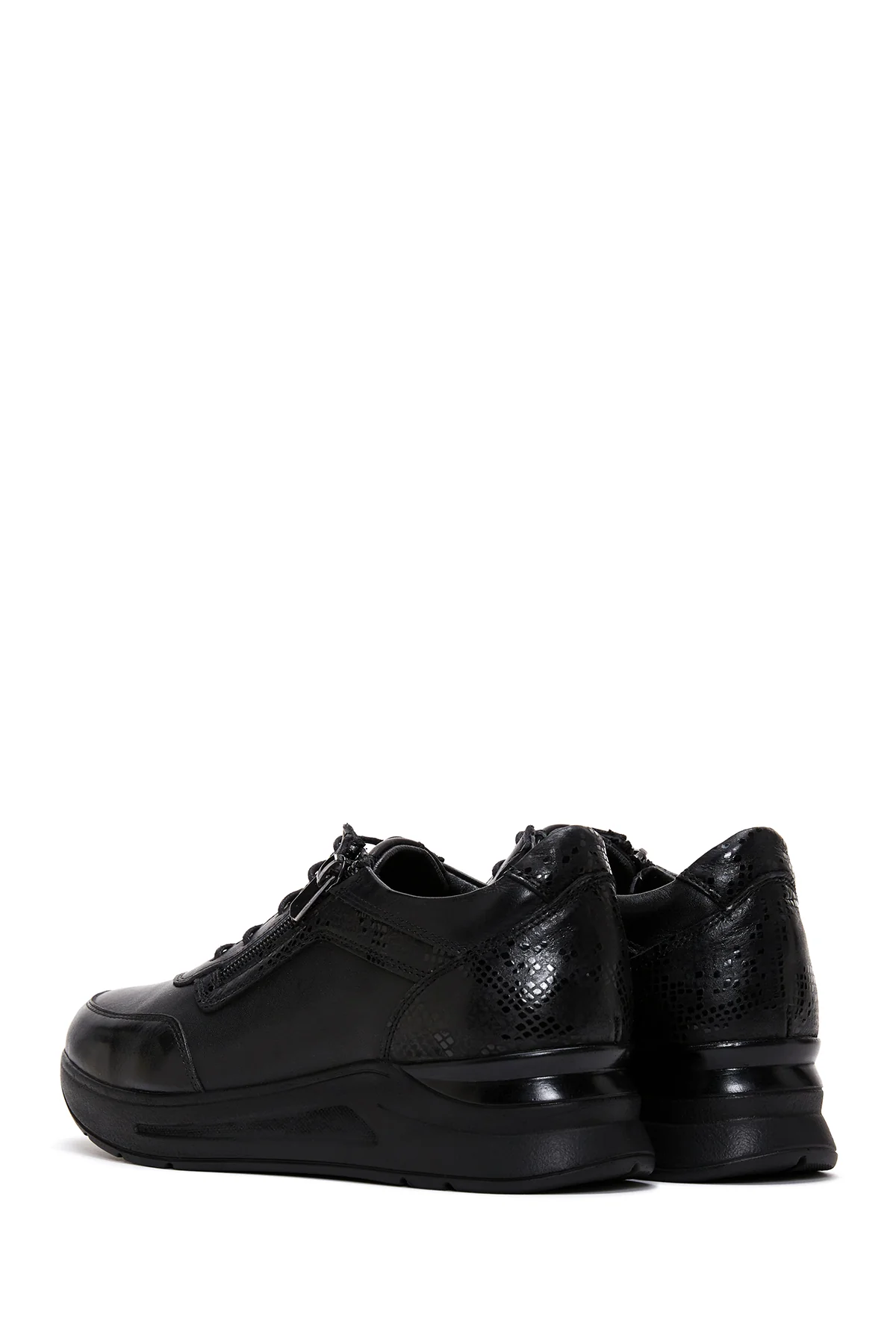 Kadın Siyah Deri Kalın Tabanlı Sneaker - Image 5