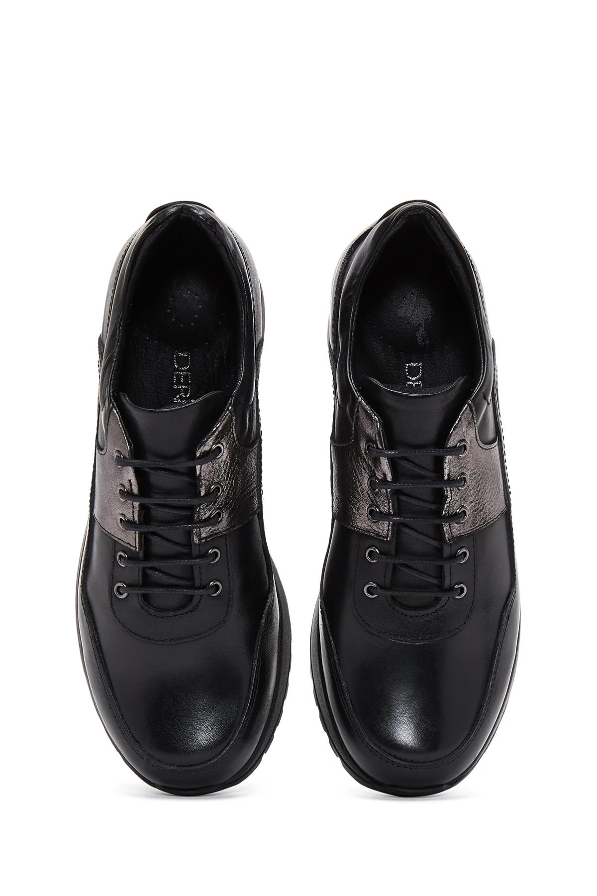 Kadın Siyah Deri Kalın Tabanlı Sneaker - Image 6