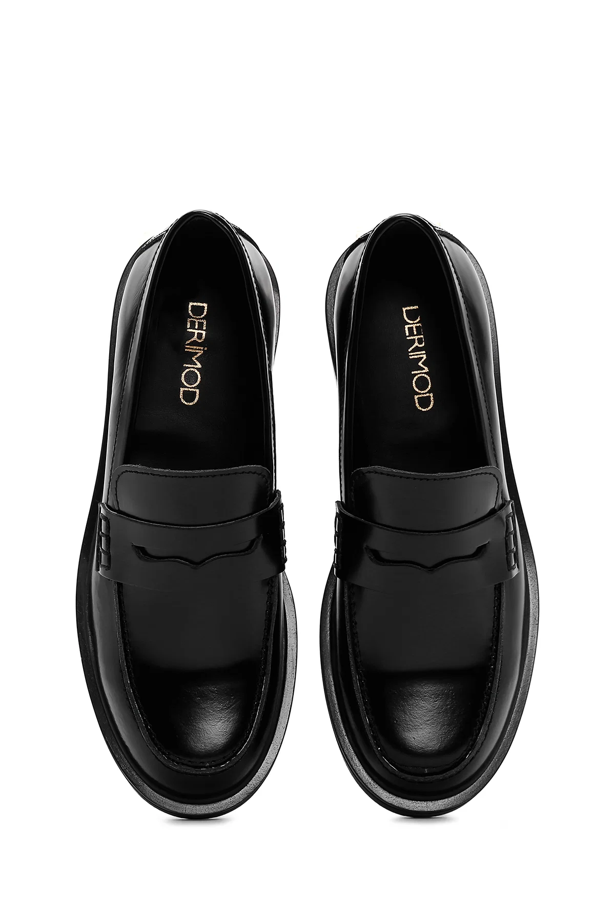Kadın Siyah Deri Klasik Loafer - Image 6