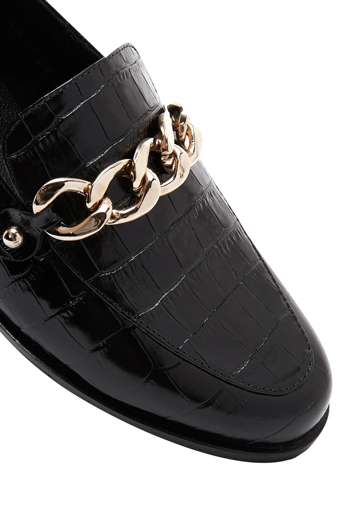 Kadın Siyah Deri Kroko Klasik Loafer - Image 8