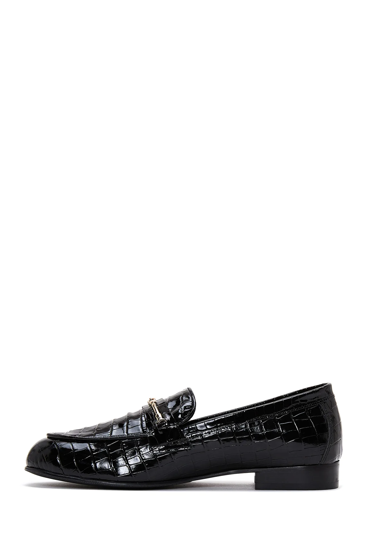 Kadın Siyah Deri Kroko Loafer - Image 2