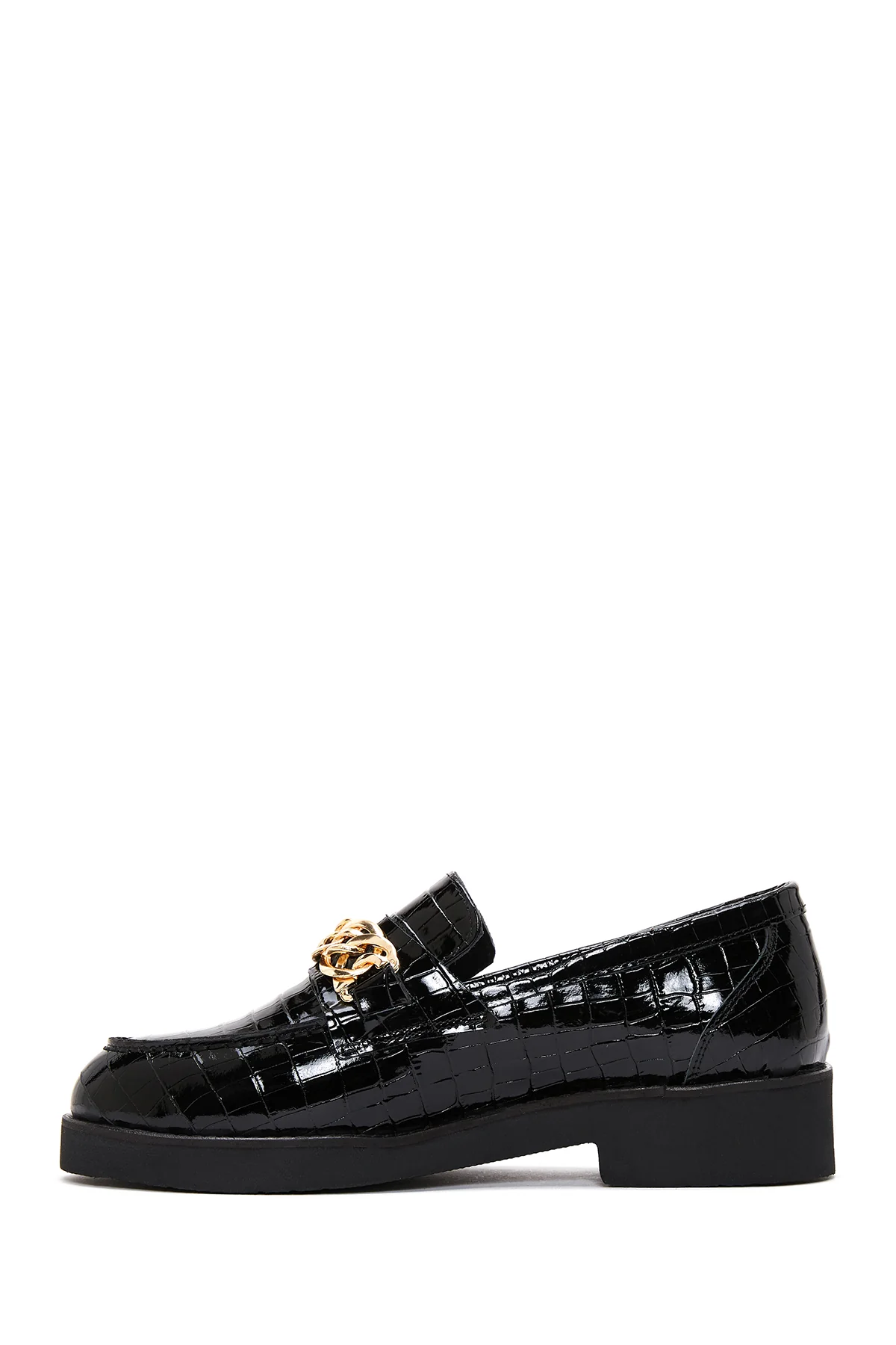 Kadın Siyah Deri Kroko Loafer - Image 2