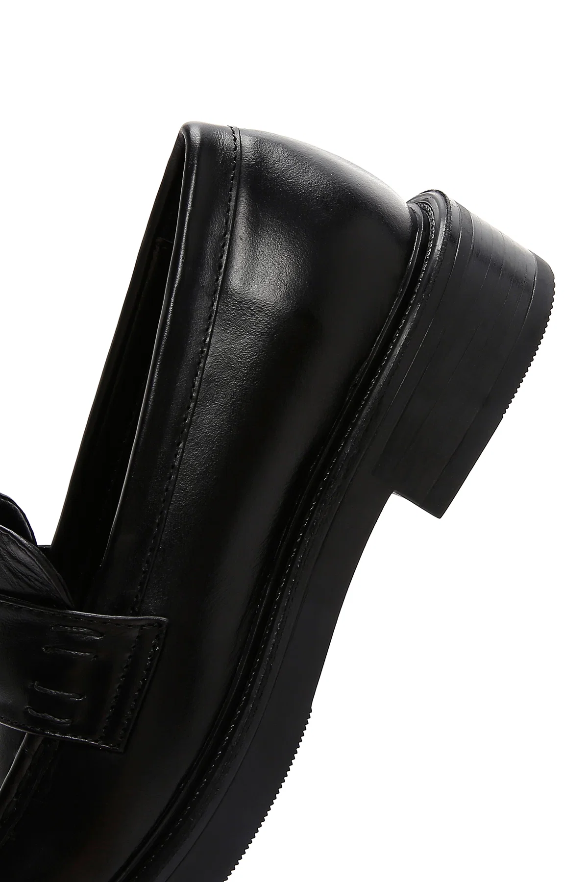 Kadın Siyah Deri Maskülen Casual Loafer - Image 7