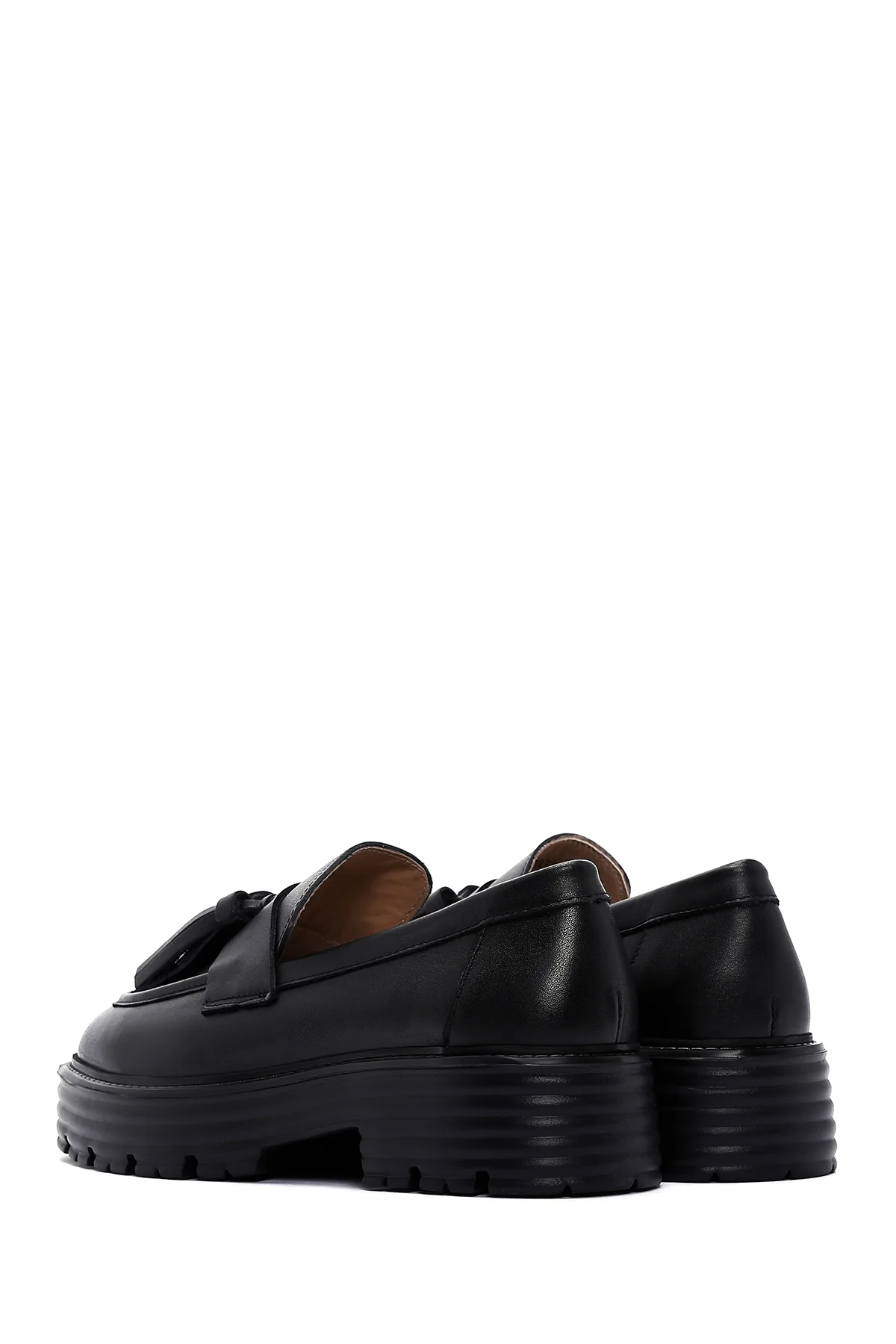 Kadın Siyah Deri Maskülen Loafer - Image 5