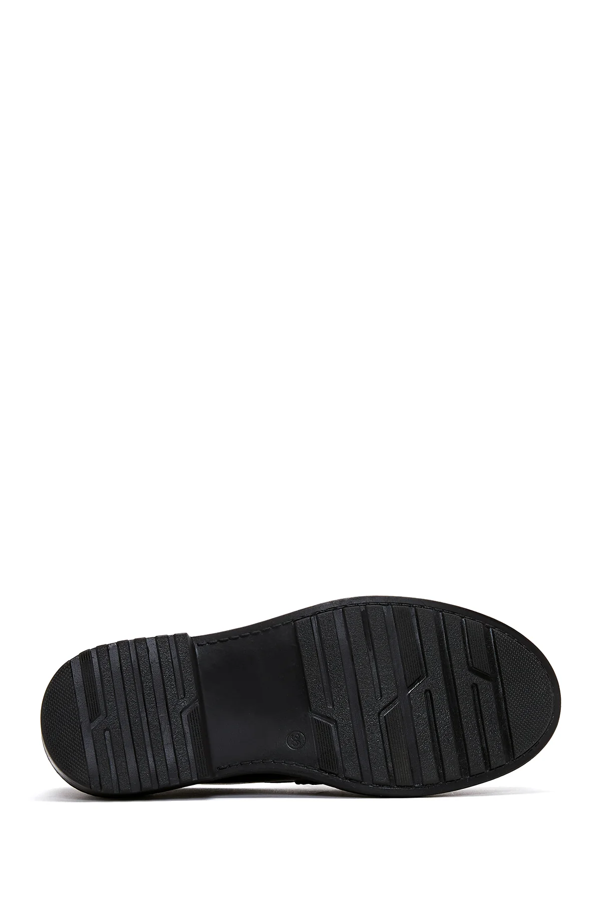 Kadın Siyah Deri Maskülen Loafer - Image 4