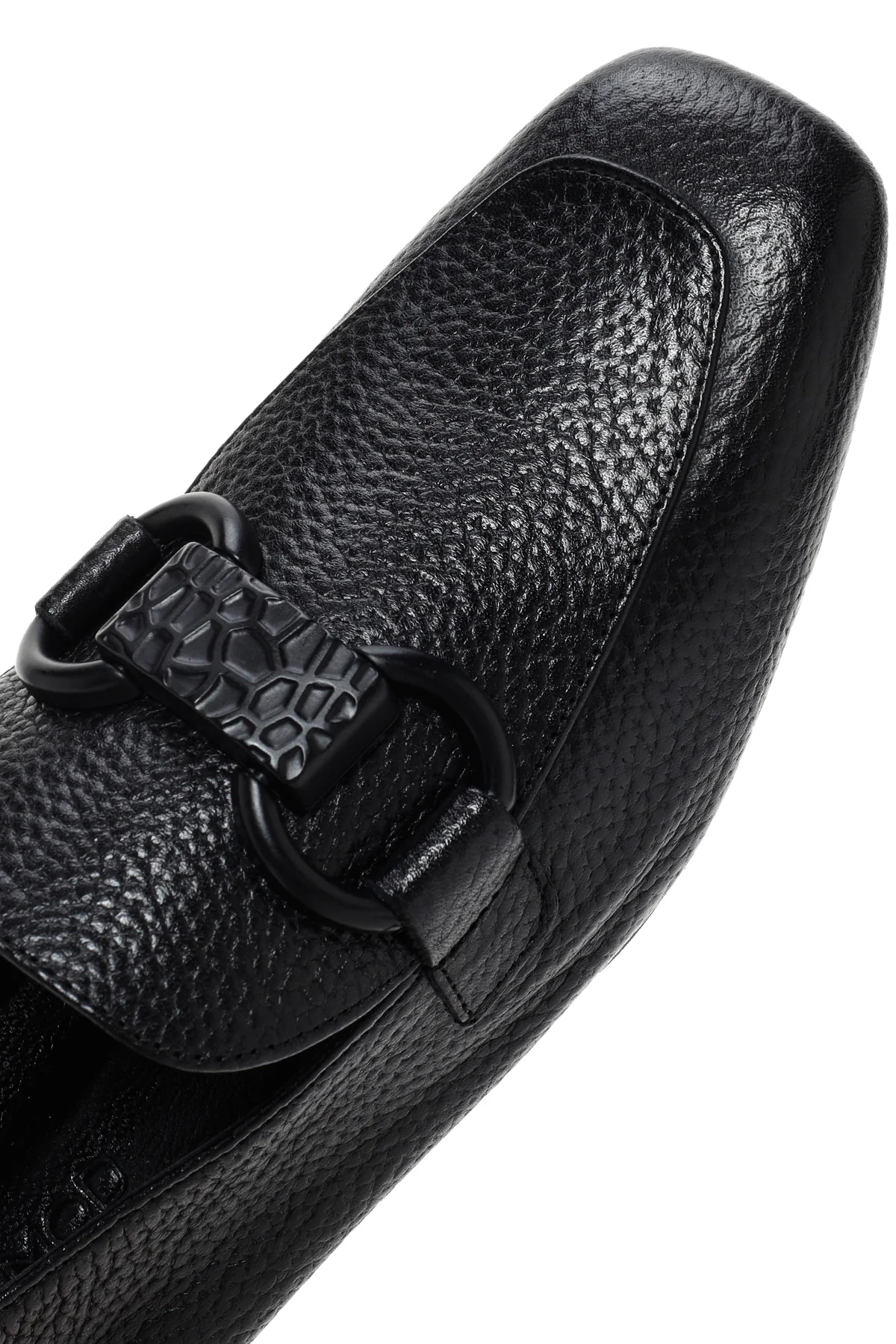 Kadın Siyah Deri Maskülen Loafer - Image 10