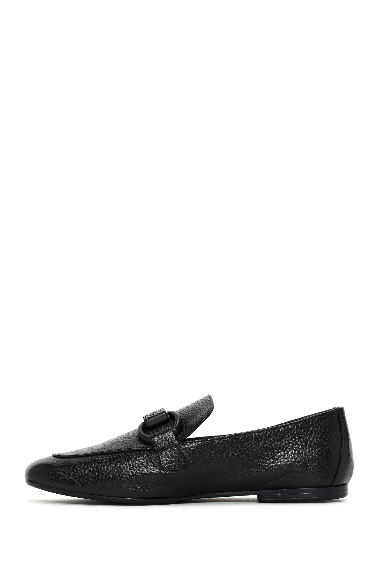 Kadın Siyah Deri Maskülen Loafer - Image 2