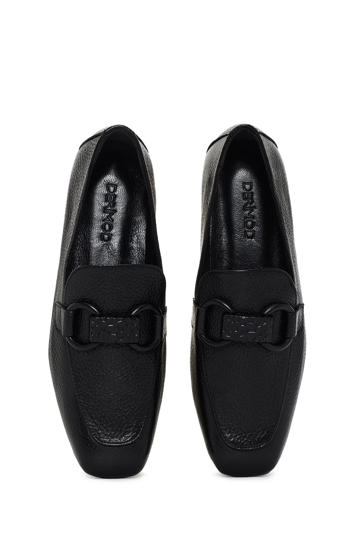 Kadın Siyah Deri Maskülen Loafer - Image 7