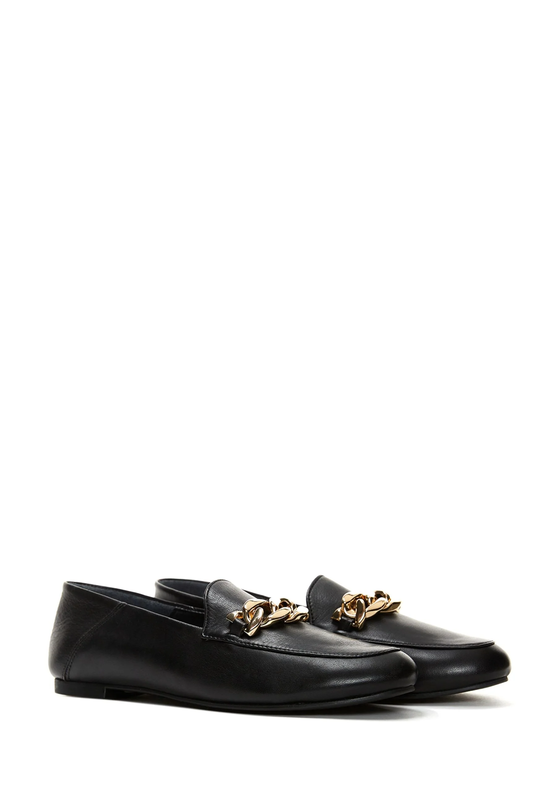 Kadın Siyah Deri Maskülen Loafer - Image 2