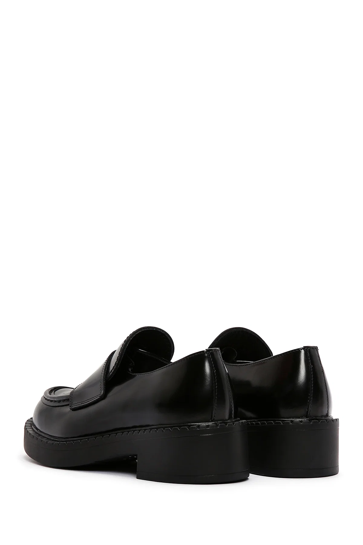 Kadın Siyah Deri Maskülen Loafer - Image 5