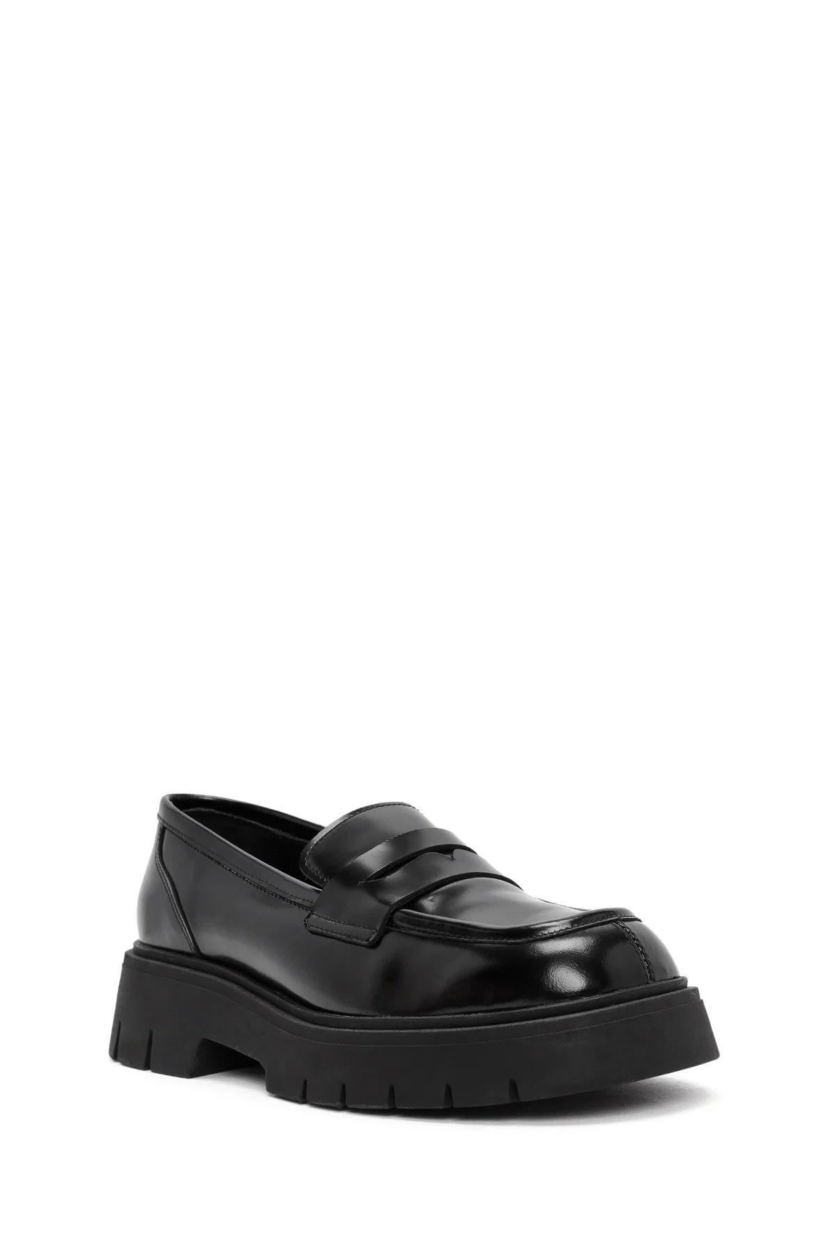 Kadın Siyah Deri Maskülen Loafer - Image 6