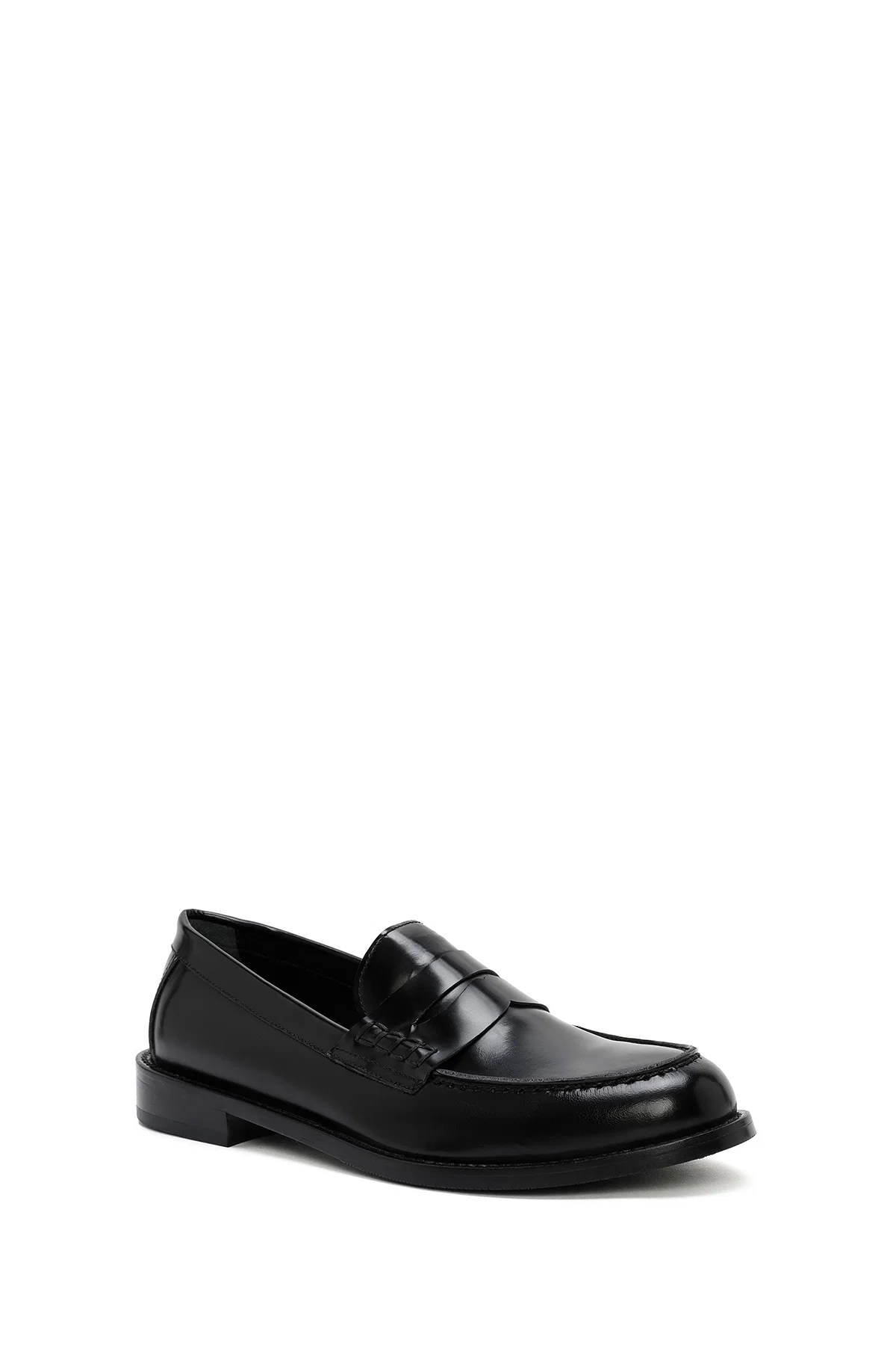 Kadın Siyah Deri Maskülen Loafer - Image 6