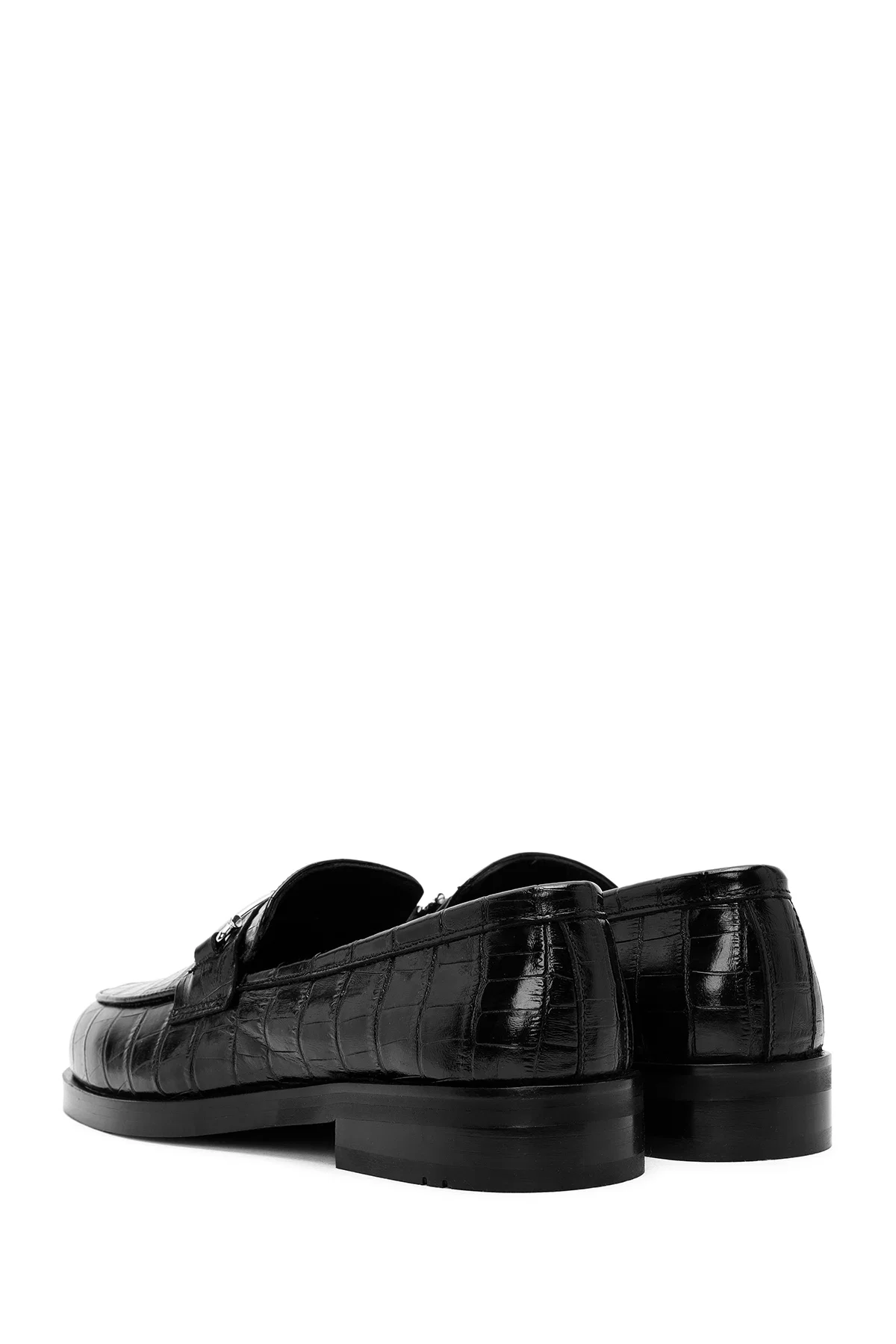Kadın Siyah Deri Maskülen Loafer - Image 5