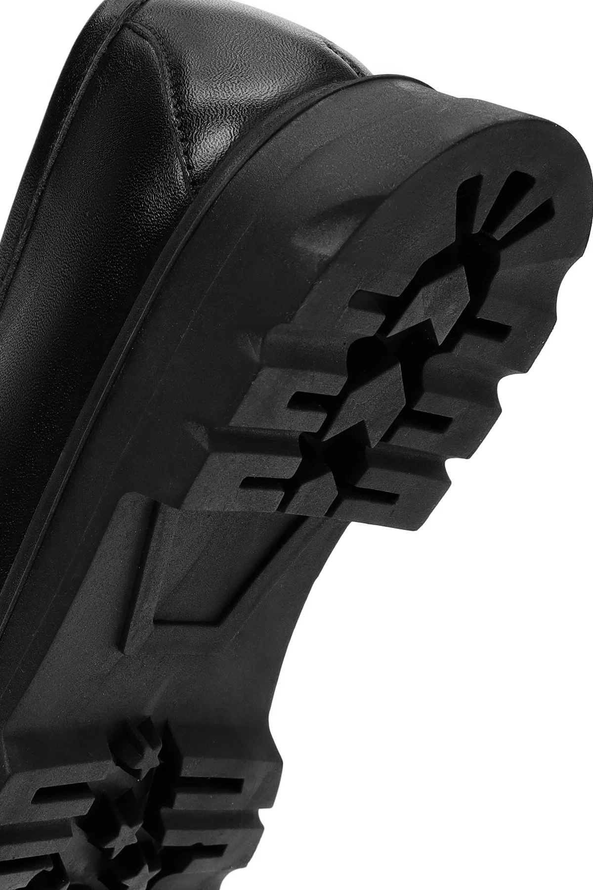 Kadın Siyah Deri Maskülen Loafer - Image 8