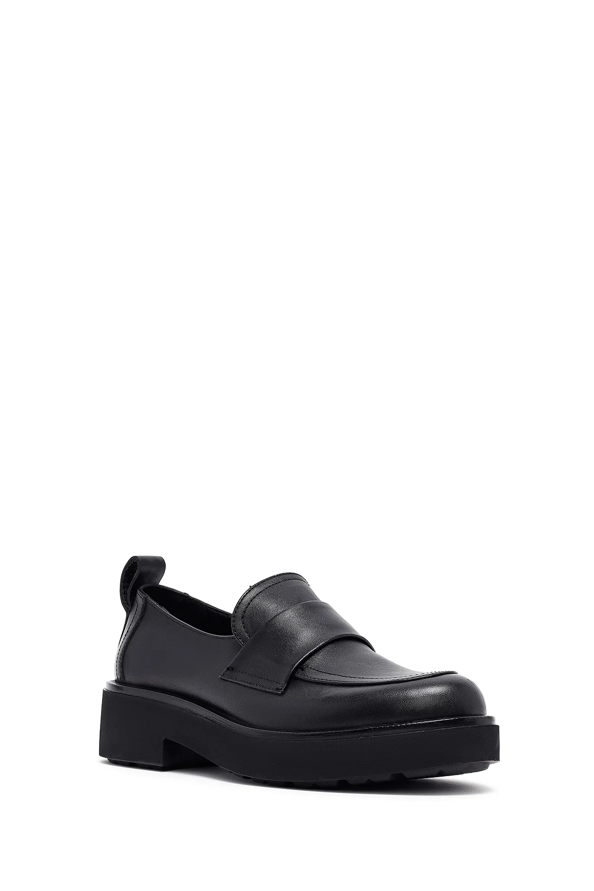 Kadın Siyah Deri Maskülen Loafer - Image 6