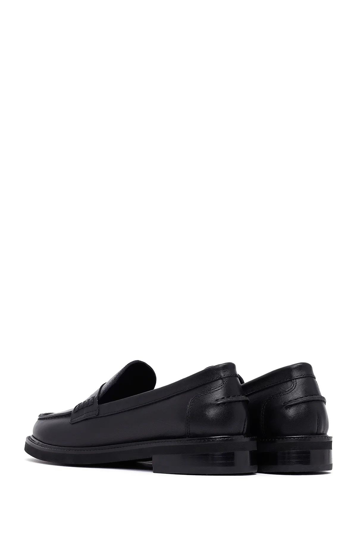 Kadın Siyah Deri Maskülen Loafer - Image 5
