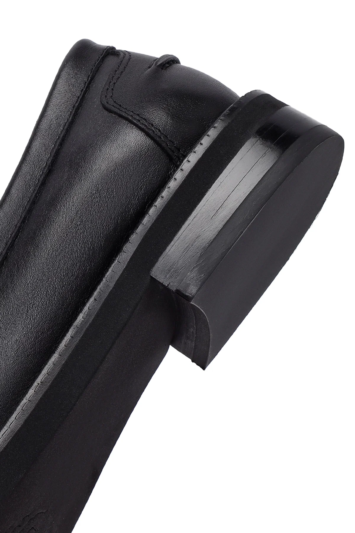 Kadın Siyah Deri Maskülen Loafer - Image 8