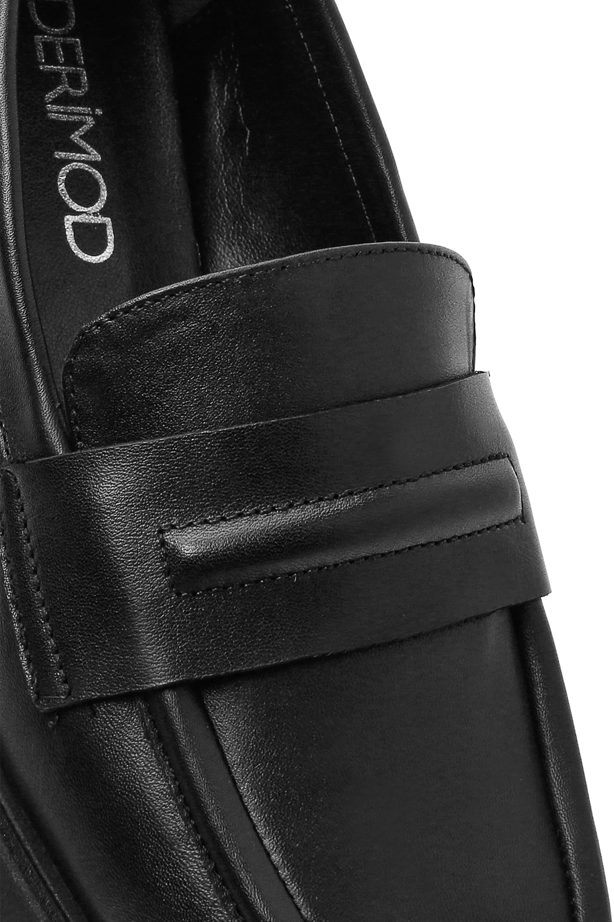 Kadın Siyah Deri Maskülen Loafer - Image 10