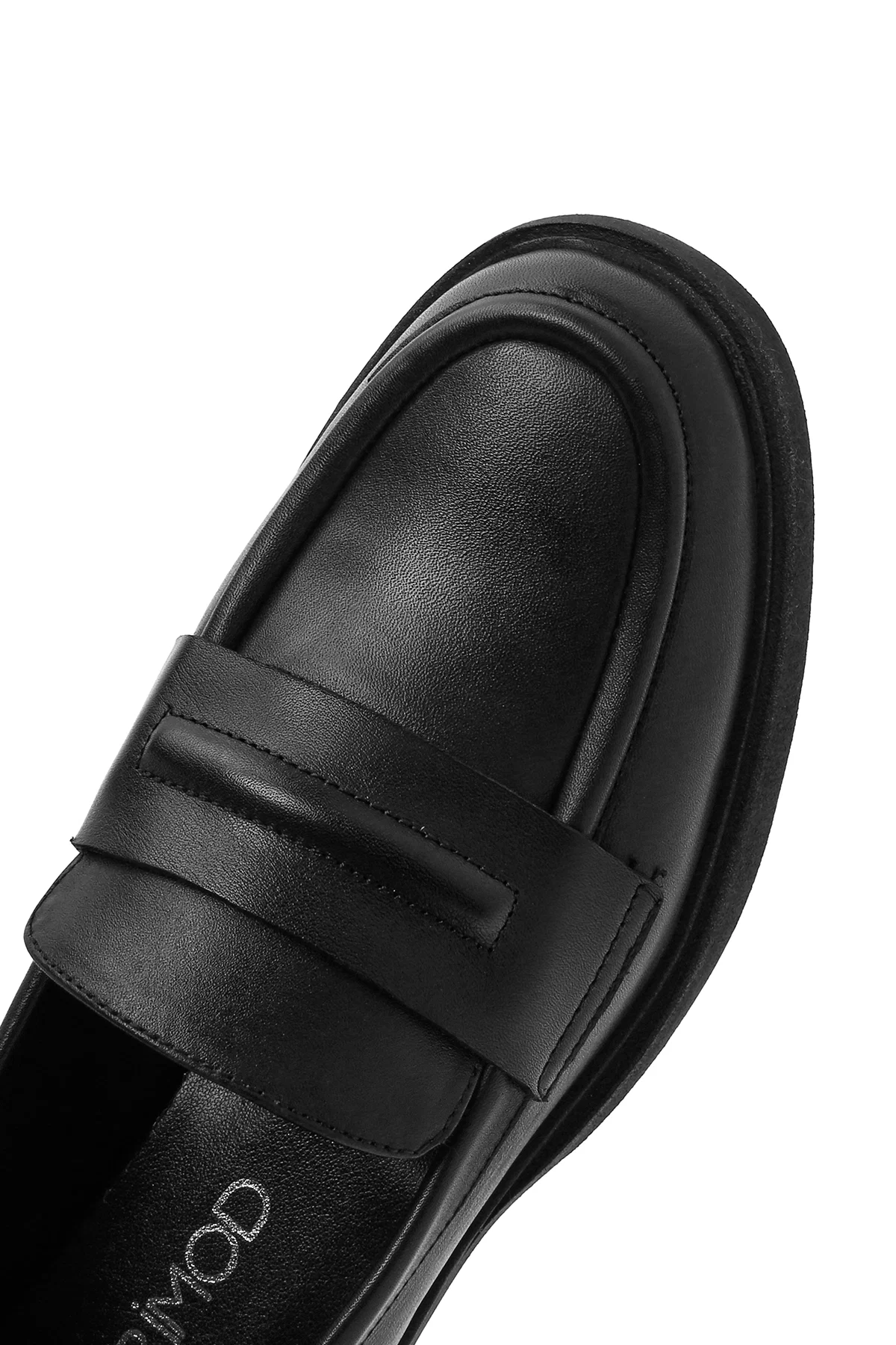 Kadın Siyah Deri Maskülen Loafer - Image 9