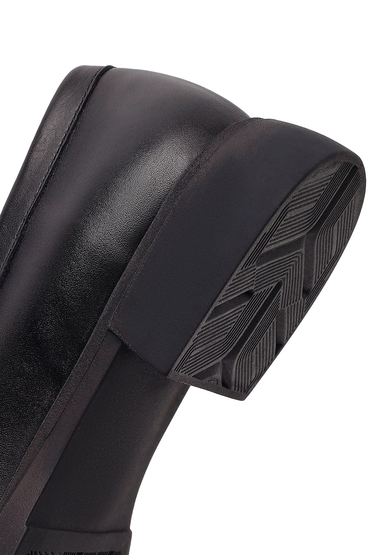 Kadın Siyah Deri Maskülen Loafer - Image 8