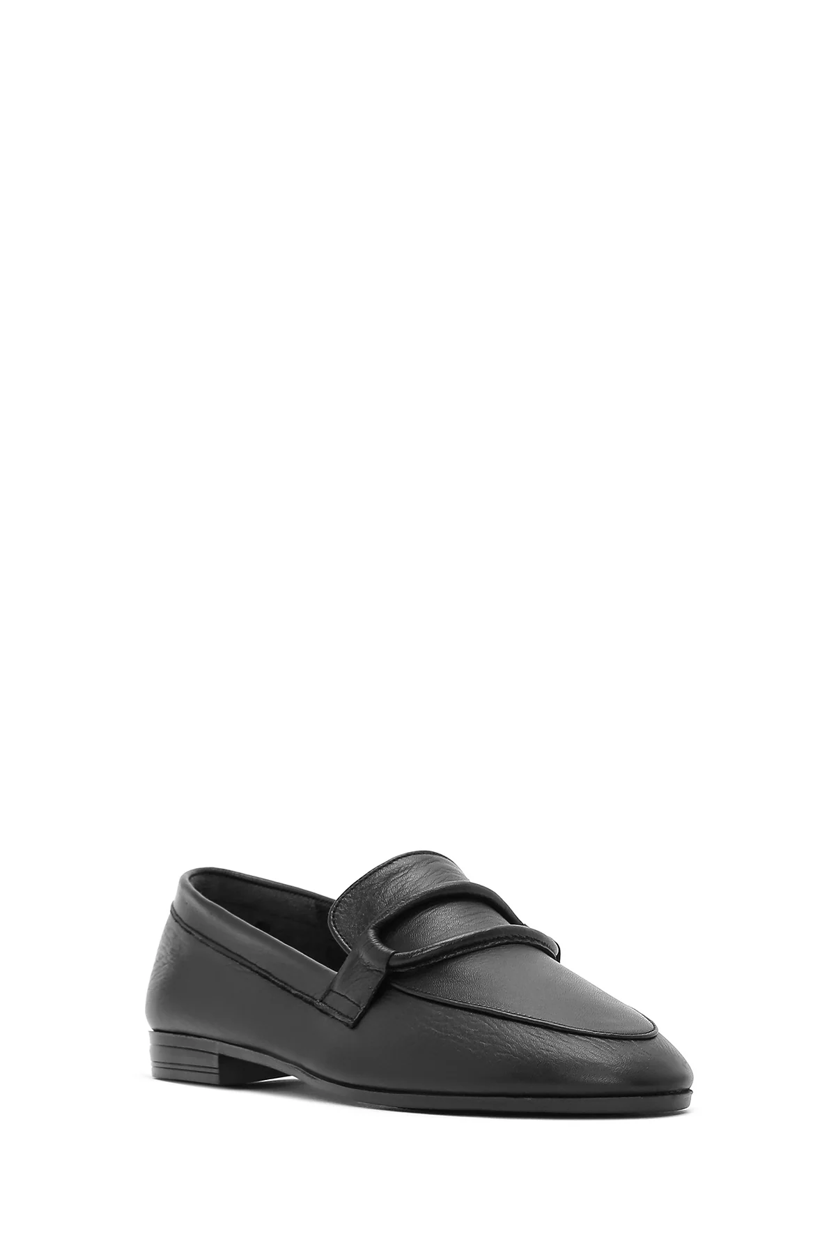 Kadın Siyah Deri Maskülen Loafer - Image 7