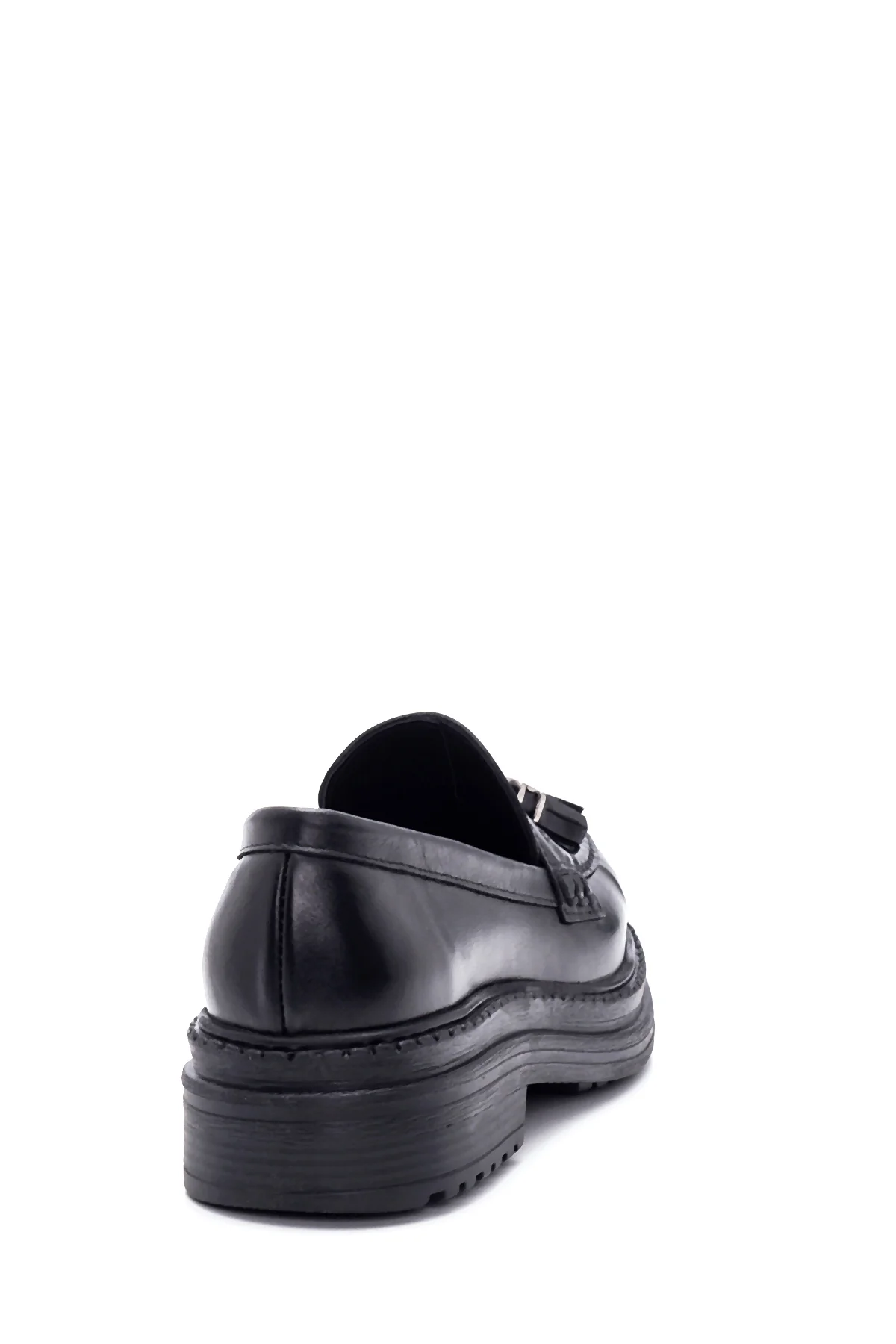 Kadın Siyah Deri Püsküllü Loafer - Image 5