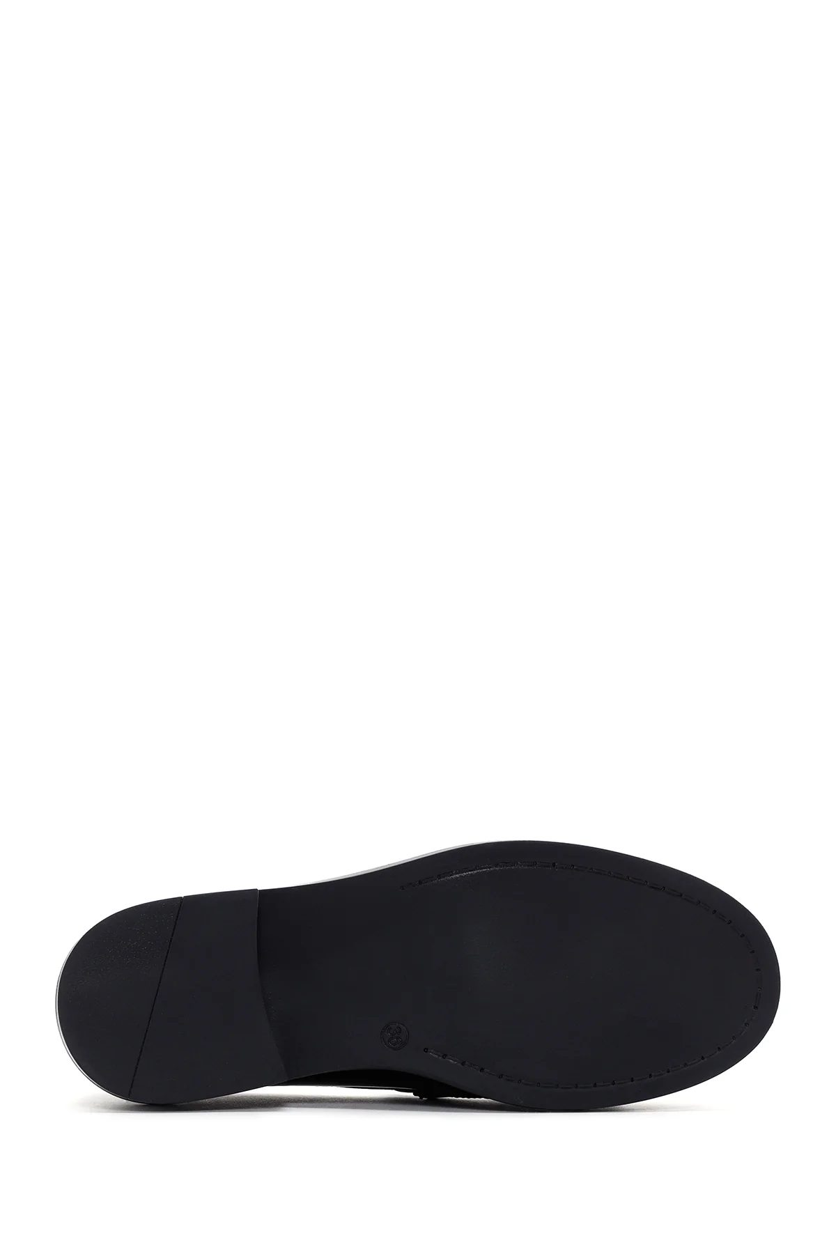 Kadın Siyah Deri Püsküllü Maskülen Loafer - Image 4