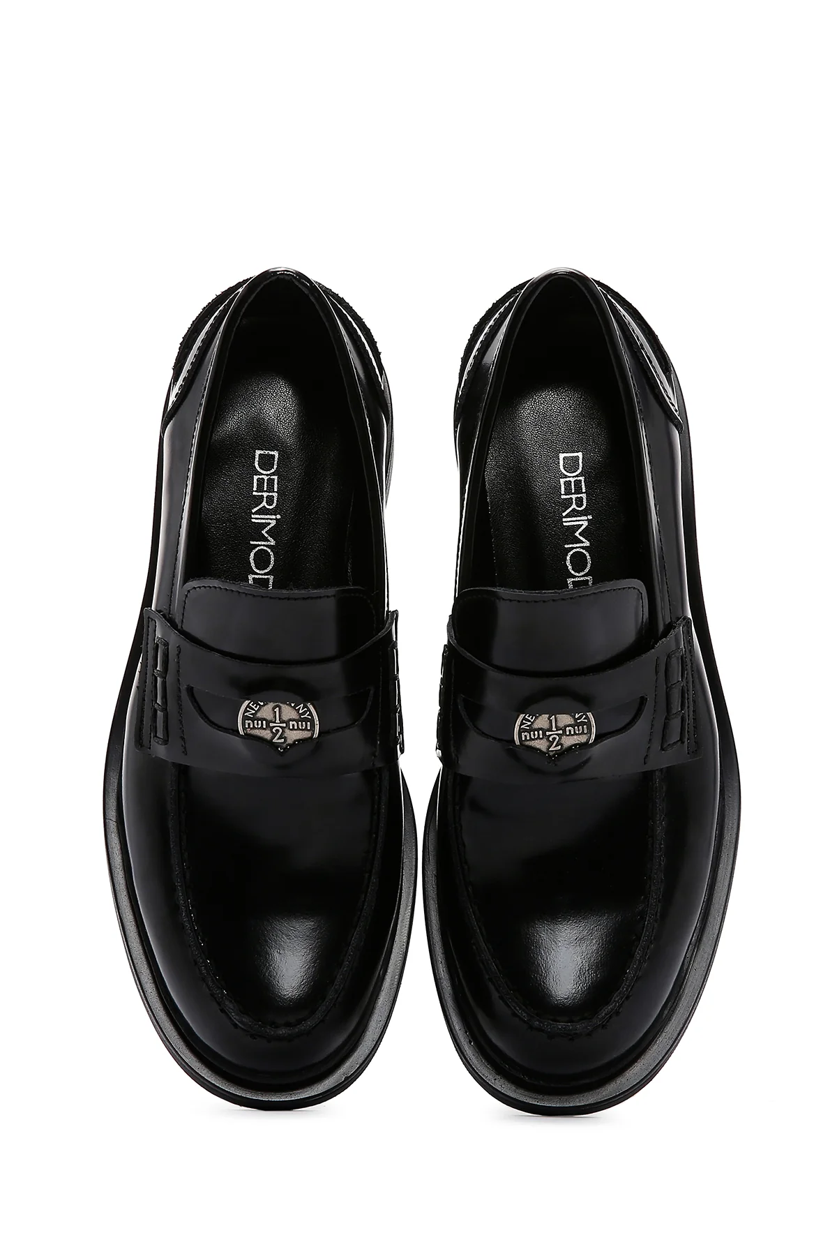 Kadın Siyah Deri Rugan Maskülen Loafer - Image 6