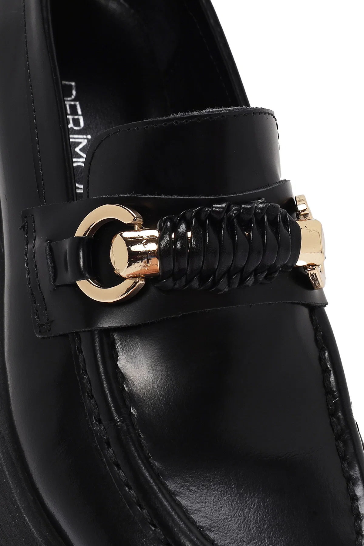 Kadın Siyah Deri Rugan Maskülen Loafer - Image 9