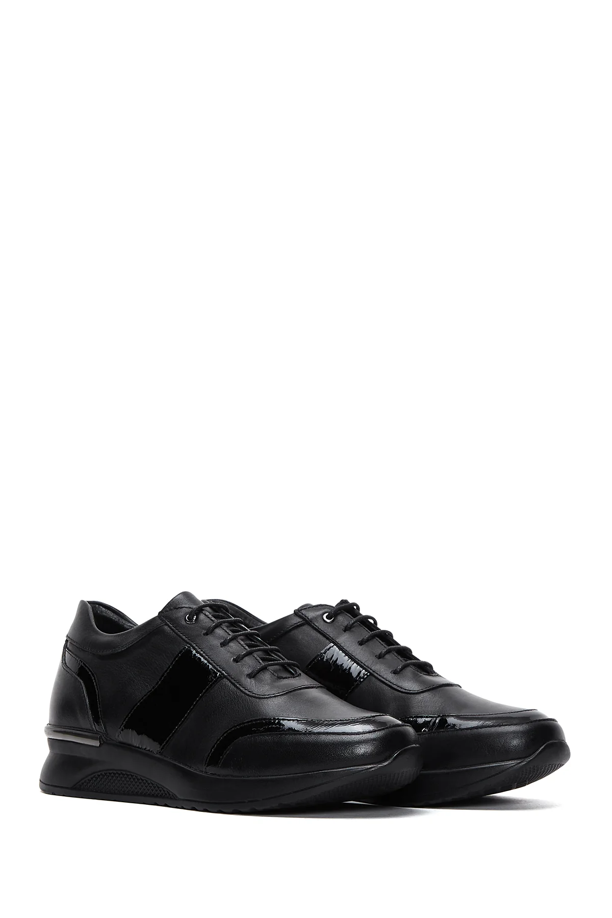 Kadın Siyah Deri Sneaker - Image 3