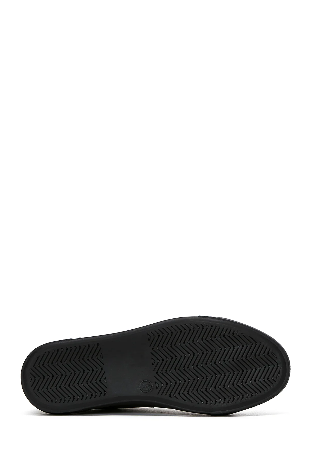 Kadın Siyah Deri Sneaker - Image 4