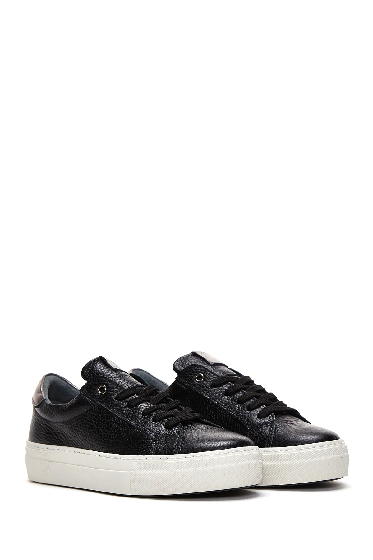 Kadın Siyah Deri Sneaker - Image 3