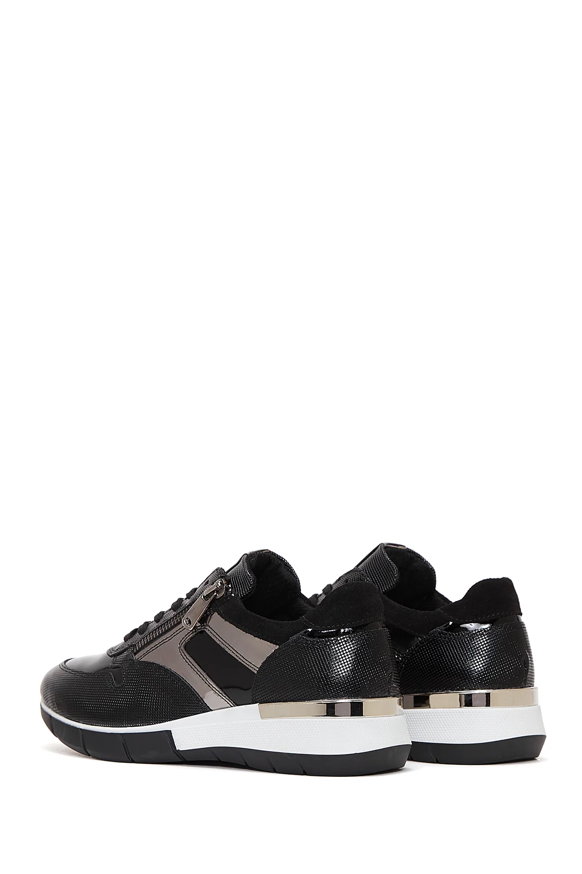 Kadın Siyah Deri Sneaker - Image 4