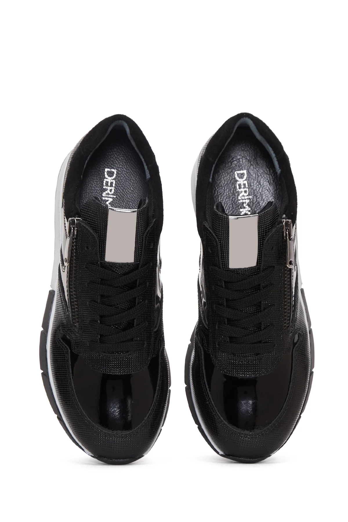 Kadın Siyah Deri Sneaker - Image 5
