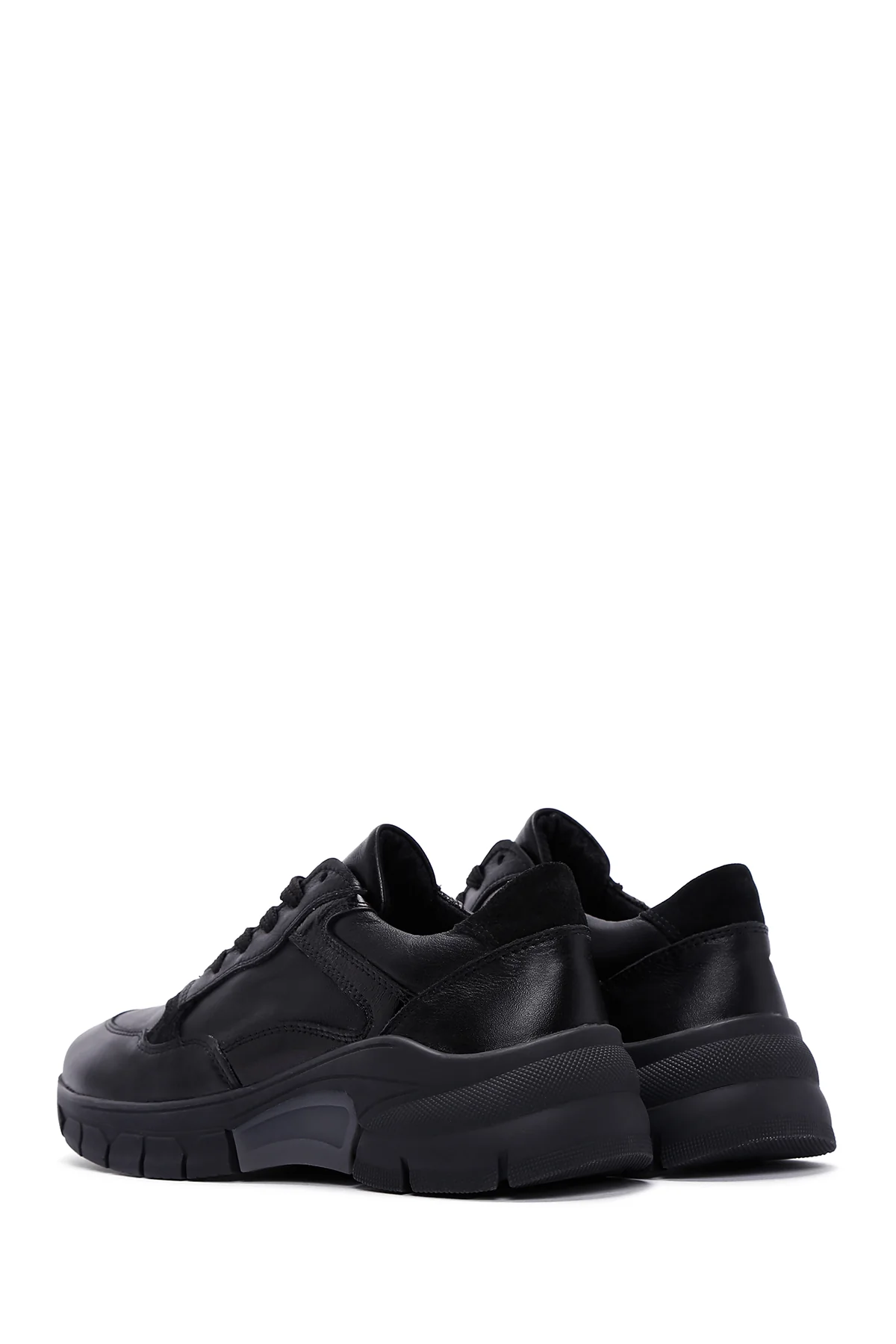 Kadın Siyah Deri Sneaker - Image 5