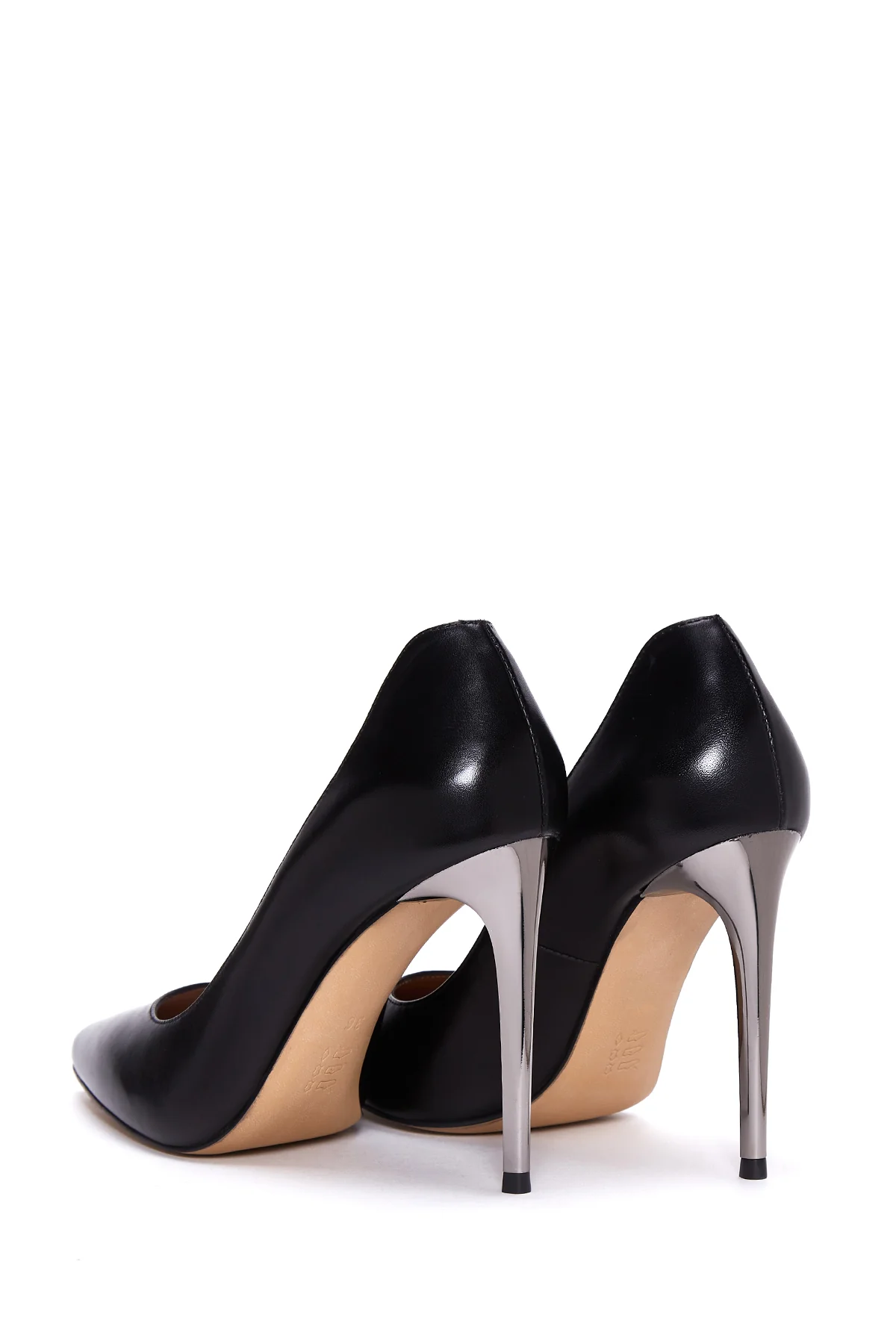 Kadın Siyah Deri Stiletto - Image 6