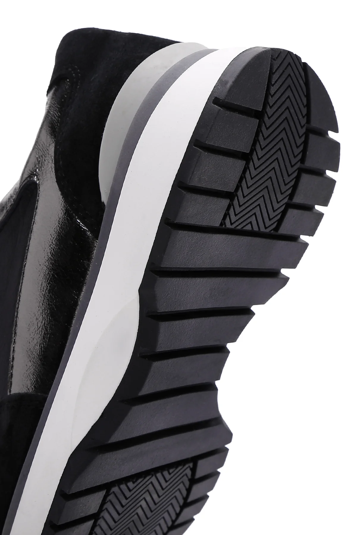 Kadın Siyah Deri Süet Detaylı Sneaker - Image 8