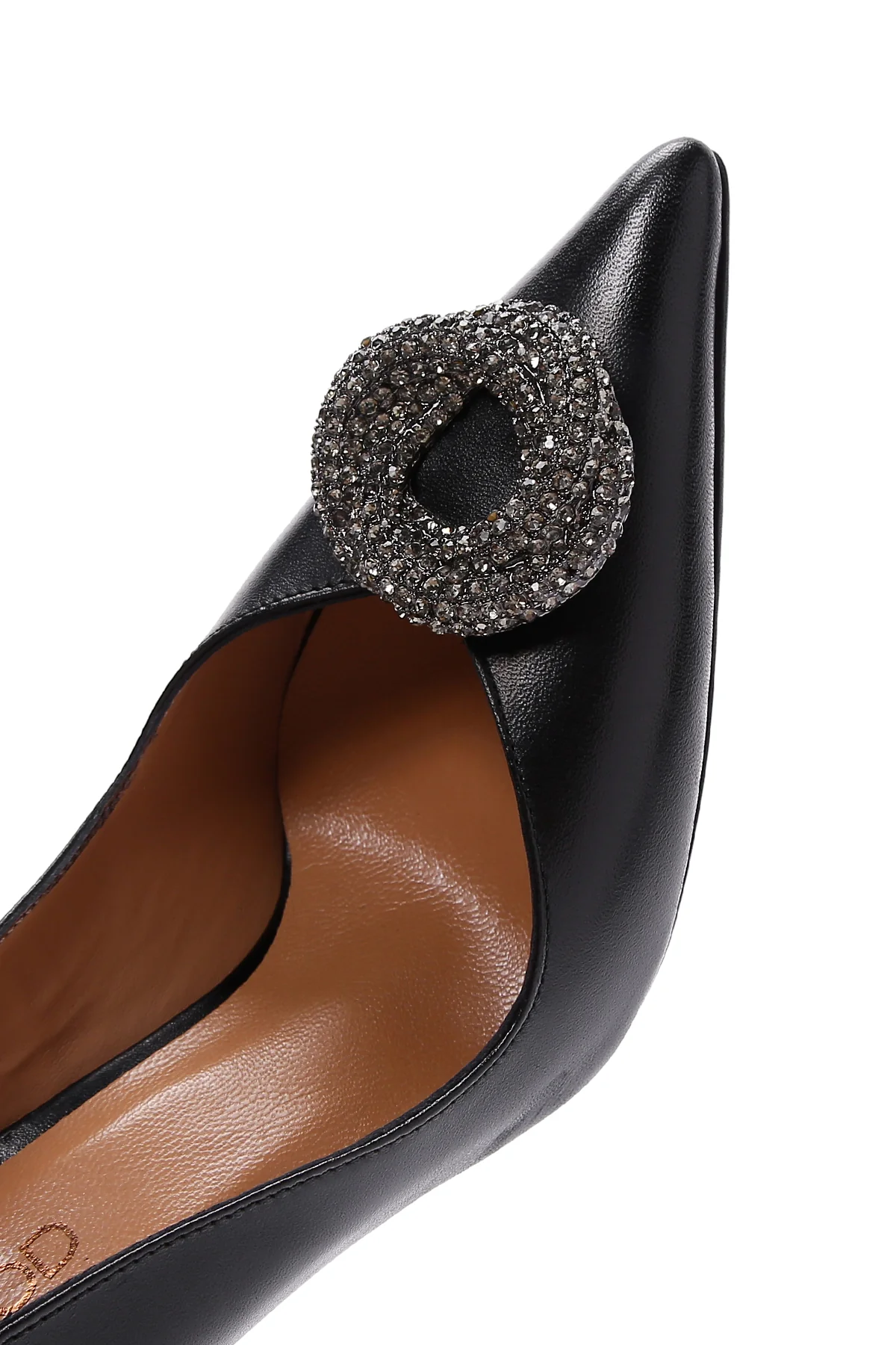 Kadın Siyah Deri Taşlı Stiletto - Image 9