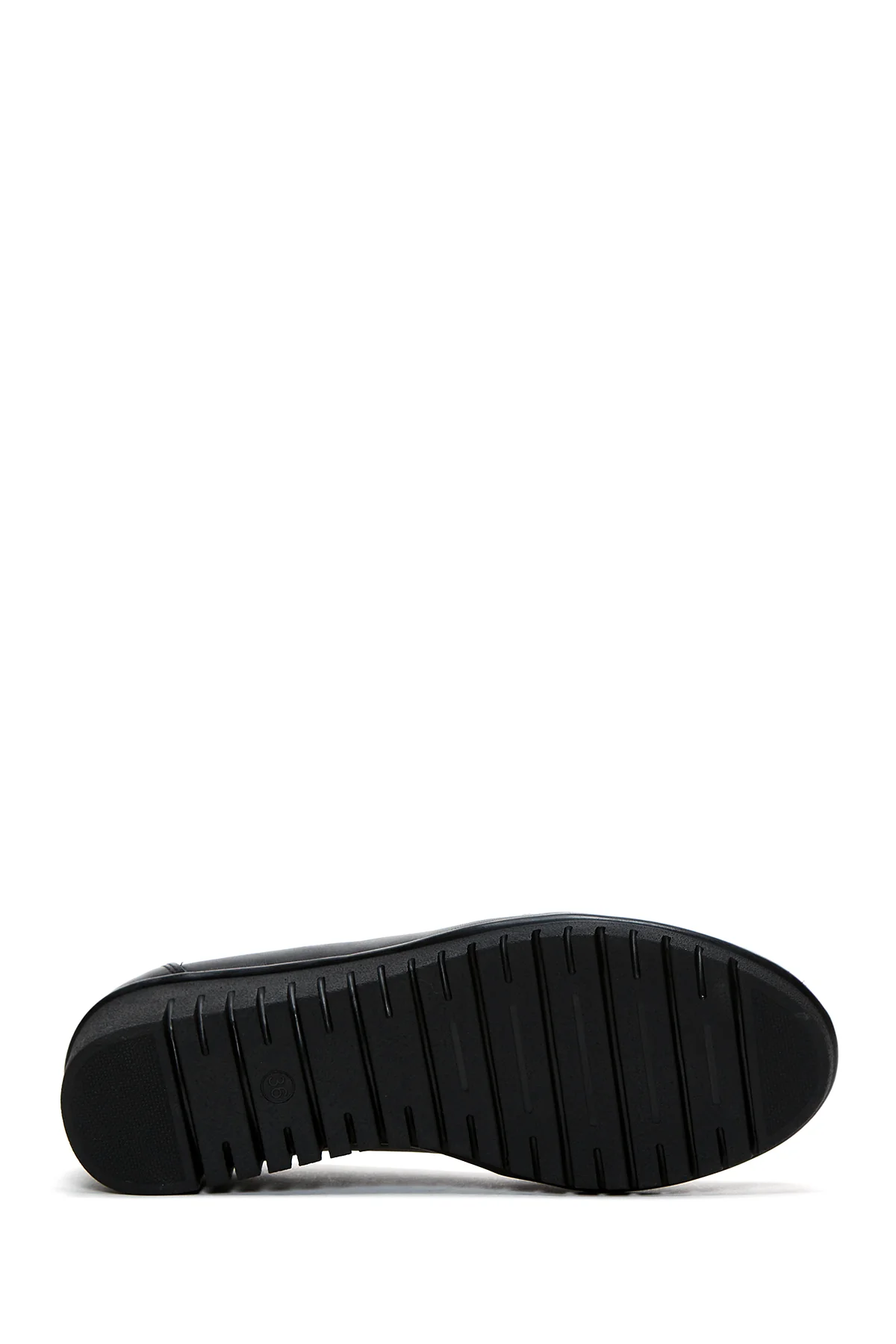 Kadın Siyah Deri Tokalı Dolgu Topuklu Loafer - Image 4