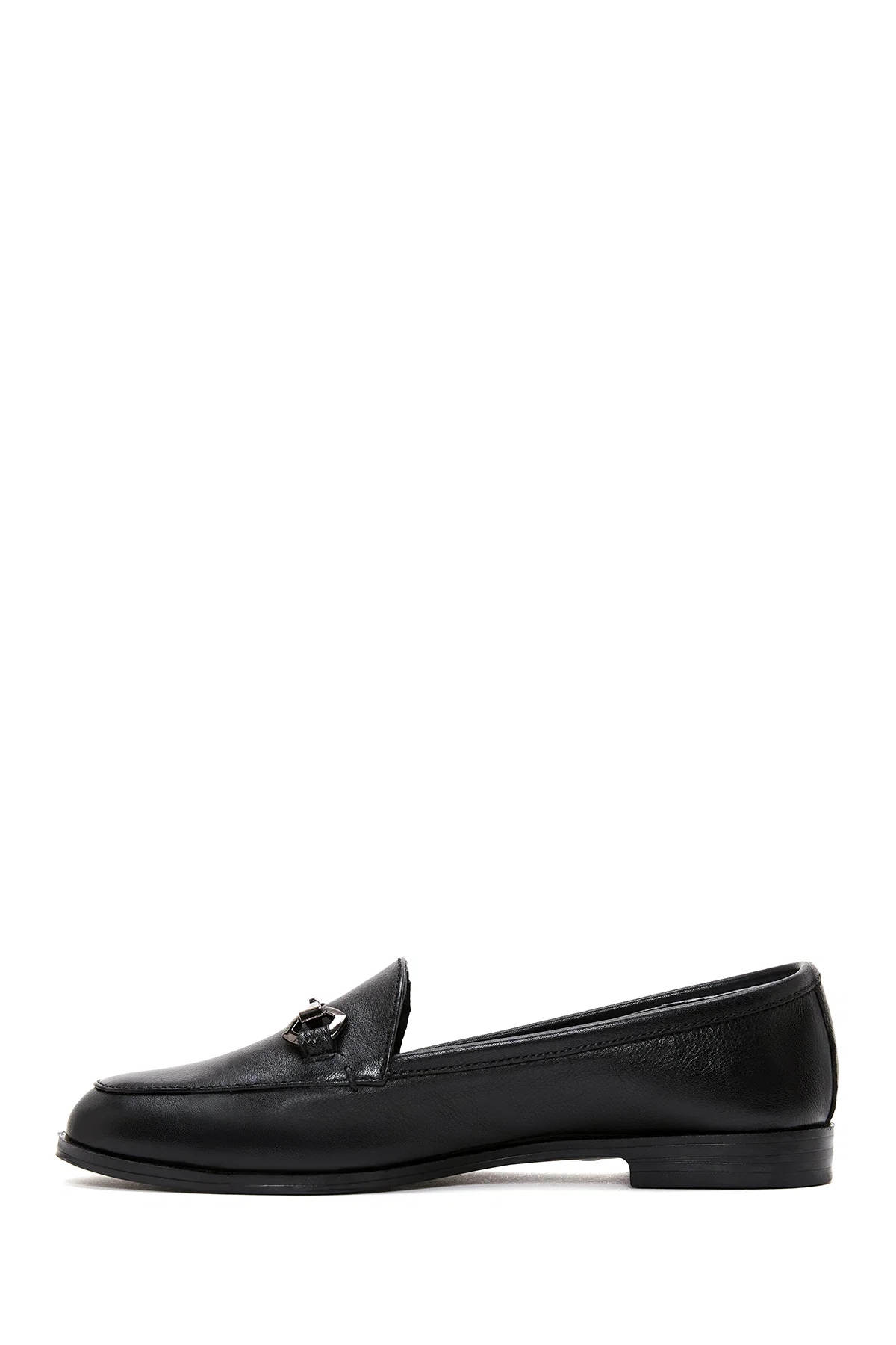 Kadın Siyah Deri Tokalı Klasik Loafer - Image 2