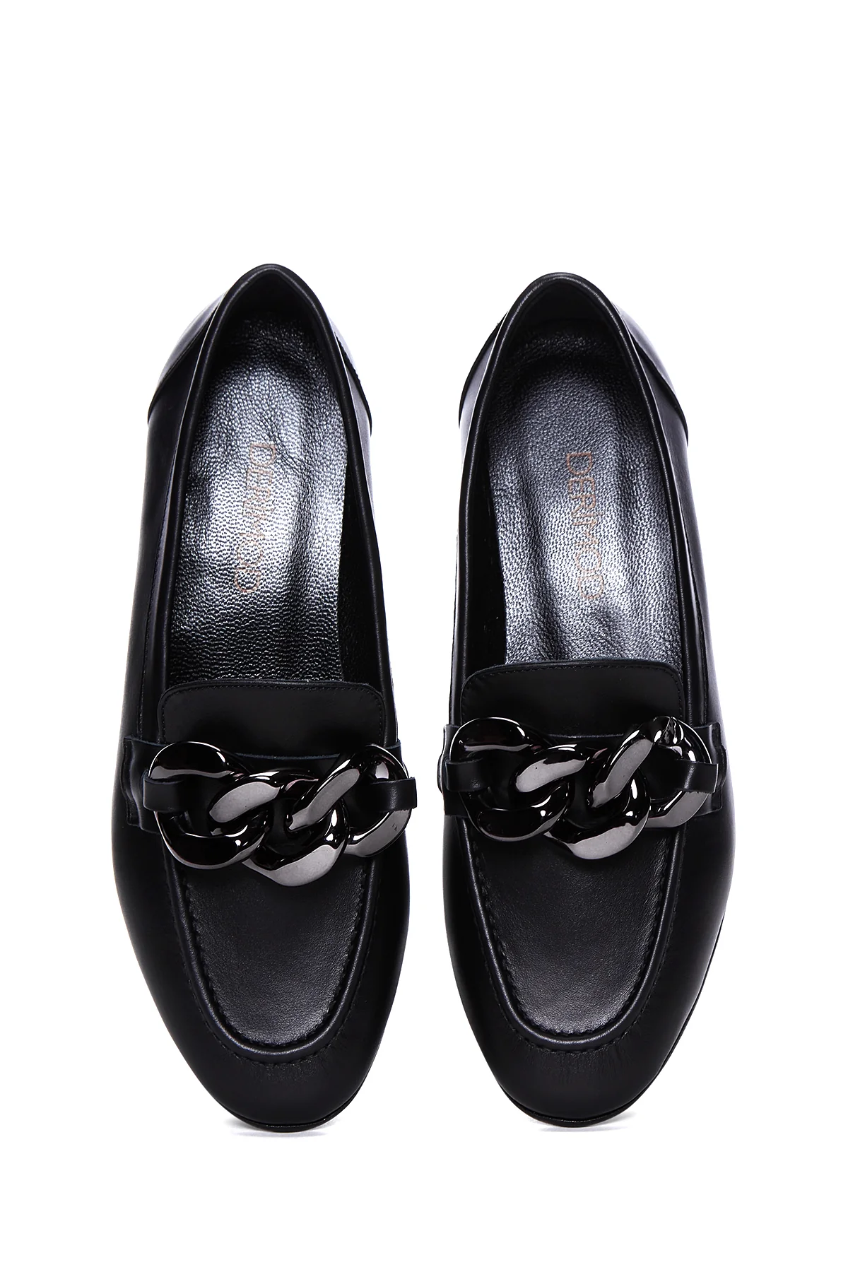 Kadın Siyah Deri Tokalı Loafer - Image 6
