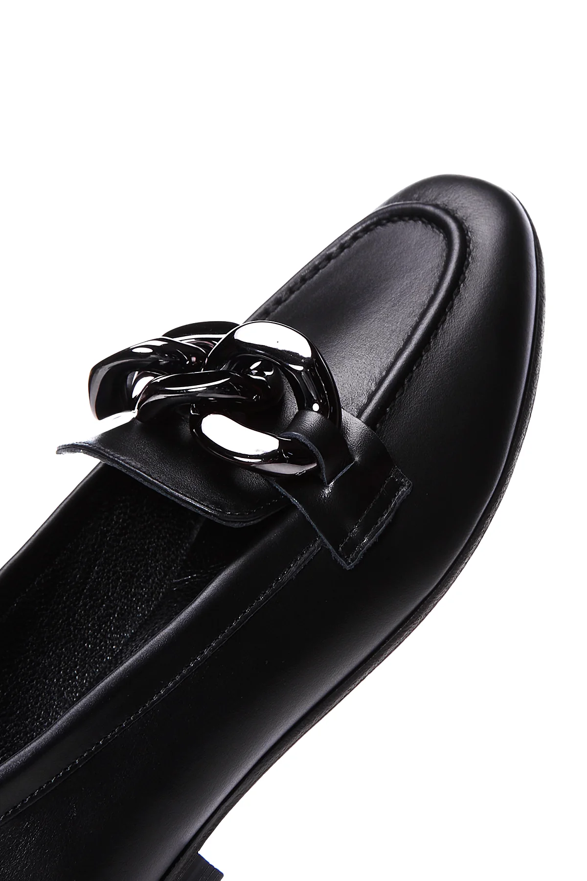 Kadın Siyah Deri Tokalı Loafer - Image 7